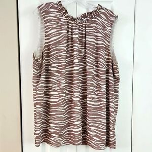 Loft Plus Women's Zebra Print Sleeveless Top in Purply-Taupe/White, Size 16